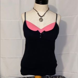 Bongo black & hot pink tank top sz L